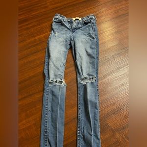 Hollister skinny jeans with rips in the knee jeans blue women